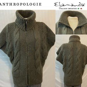 💕 Elsamanda Italian Anthropologie Dolman Cardigan Sweater Alpaca Wool Knit